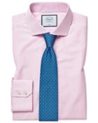  Slim Fit Non-iron Tyrwhitt Cool Poplin Pink Stripe Cotton Dress Shirt Single Cuff Size 14.5/33 By Charles Tyrwhitt