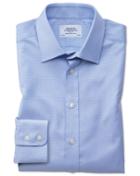 Charles Tyrwhitt Classic Fit Egyptian Cotton Diamond Pattern Sky Blue Dress Casual Shirt Single Cuff Size 15.5/33 By Charles Tyrwhitt