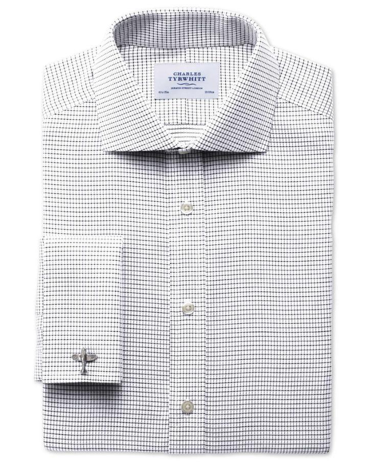 Charles Tyrwhitt Charles Tyrwhitt Extra Slim Fit Spread Collar Non-iron White And Black Cotton Dress Shirt Size 15.5/37