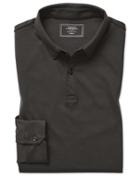  Plain Charcoal Long Sleeve Jersey Cotton Polo Size Medium By Charles Tyrwhitt