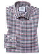  Classic Fit Red And Blue Country Check Cotton Dress Shirt Single Cuff Size 15.5/33 By Charles Tyrwhitt