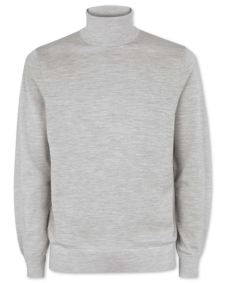  Silver Merino Roll Neck Wool Sweater Size Large By Charles Tyrwhitt