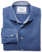 Charles Tyrwhitt Extra Slim Fit Semi-spread Collar Business Casual Textured Royal Blue Cotton Dress Shirt Single Cuff Size 16/33 By Charles Tyrwhitt