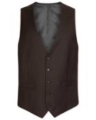  Brown Adjustable Fit Twill Business Suit Wool Vest Size W42 By Charles Tyrwhitt