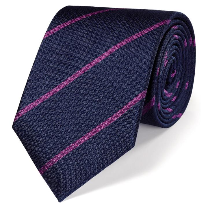 Charles Tyrwhitt Charles Tyrwhitt Classic Navy And Pink Textured Stripe Tie
