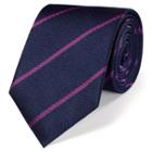 Charles Tyrwhitt Charles Tyrwhitt Classic Navy And Pink Textured Stripe Tie