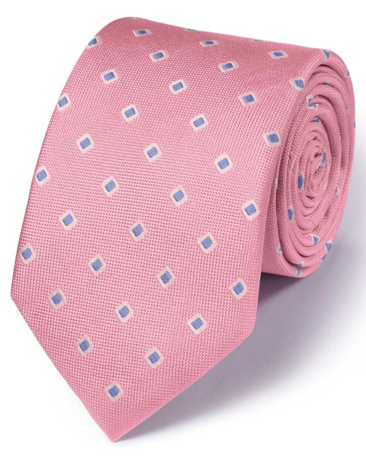 Charles Tyrwhitt Charles Tyrwhitt Light Pink Silk Classic Oxford Square Tie