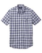 Charles Tyrwhitt Charles Tyrwhitt Slim Fit Poplin Short Sleeve Navy Check Cotton Dress Shirt Size Large