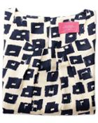 Charles Tyrwhitt Charles Tyrwhitt Women's Semi-fitted Navy And Cream Abstract Block Print Shell Silk Top Size 2