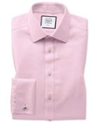  Classic Fit Non-iron Pink Arrow Weave Cotton Dress Shirt Single Cuff Size 15/33 By Charles Tyrwhitt
