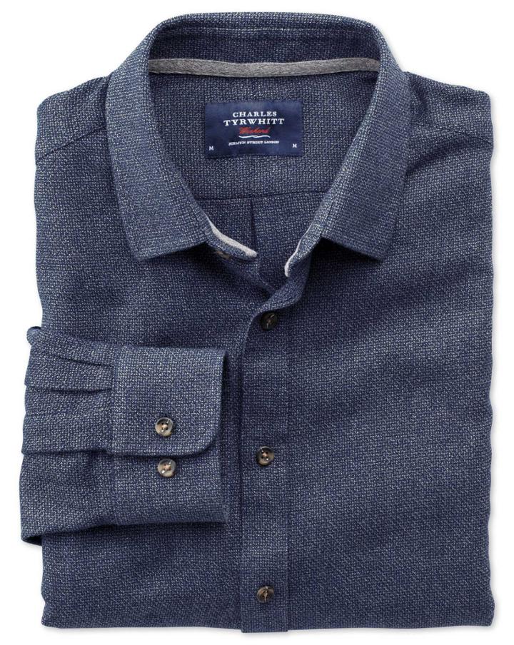 Charles Tyrwhitt Charles Tyrwhitt Extra Slim Fit Navy Mouline Shirt