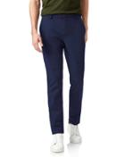  Dark Blue Non-iron Ultimate Cotton Chino Pants Size W32 L30 By Charles Tyrwhitt