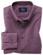 Charles Tyrwhitt Slim Fit Button-down Non-iron Twill Purple Cotton Casual Shirt Single Cuff Size Large By Charles Tyrwhitt
