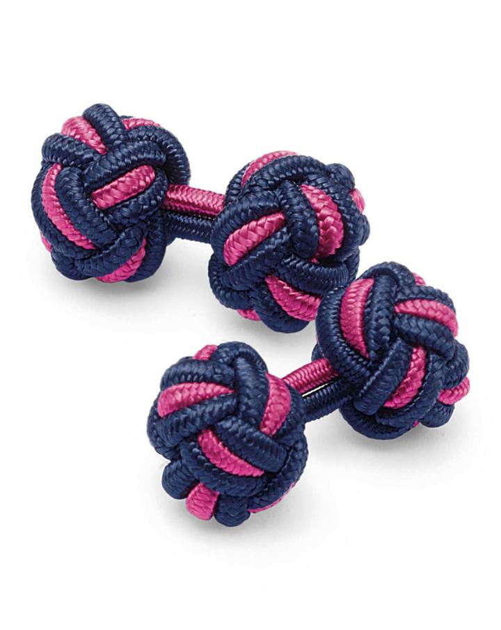Charles Tyrwhitt Charles Tyrwhitt Navy And Pink Knot Viscose/elastane Cuff Links