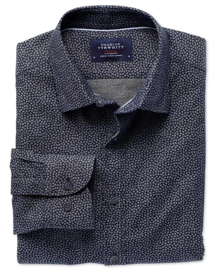Charles Tyrwhitt Charles Tyrwhitt Classic Fit Navy And Blue Print Shirt