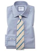  Classic Fit Small Gingham Grey Cotton Dress Shirt Single Cuff Size 15.5/35 By Charles Tyrwhitt