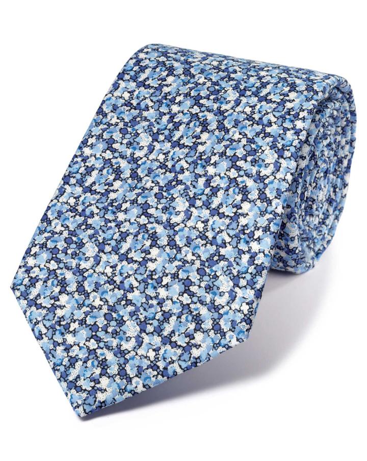 Charles Tyrwhitt Charles Tyrwhitt Blue Multi Cotton Luxury Italian Floral Tie