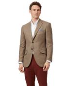 Classic Fit Tan Herringbone British Wool And Cashmere Cotton/cashmere Jacket Size 42 By Charles Tyrwhitt