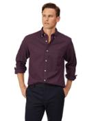  Classic Fit Berry Button-down Washed Oxford Plain Cotton Casual Shirt Single Cuff Size Medium By Charles Tyrwhitt