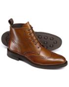 Charles Tyrwhitt Tan Brogue Wing Tip Boots Size 11.5 By Charles Tyrwhitt