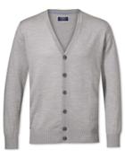  Silver Merino Wool Cardigan Size Xl By Charles Tyrwhitt