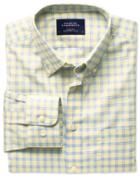 Charles Tyrwhitt Charles Tyrwhitt Slim Fit Non-iron Poplin Yellow And Sky Blue Check Cotton Dress Shirt Size Xl