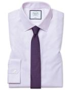  Super Slim Fit Non-iron Dash Weave Lilac Cotton Dress Shirt French Cuff Size 14/33 By Charles Tyrwhitt