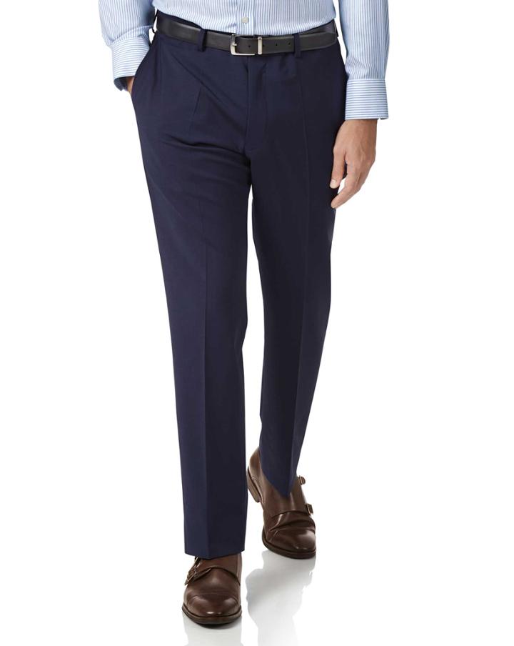  Royal Blue Slim Fit Performance Suit Wool Stretch Pants Size W36 L32 By Charles Tyrwhitt
