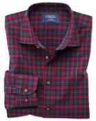 Charles Tyrwhitt Classic Fit Heather Tartan Burgundy And Navy Blue Check Cotton Casual Shirt Single Cuff Size Large By Charles Tyrwhitt