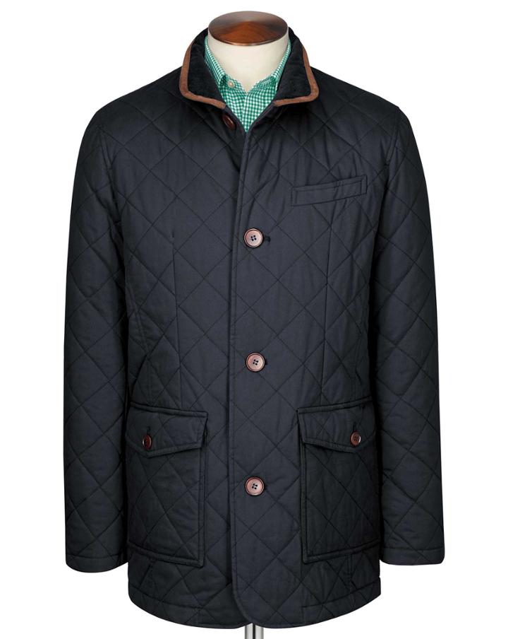  Navy Quilted Cotton Jacket Size 36 By Charles Tyrwhitt