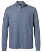  Blue And White Long Sleeve Textured Cotton Polo Size Large By Charles Tyrwhitt