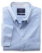 Charles Tyrwhitt Charles Tyrwhitt Classic Fit Sky Blue Short Sleeve Washed Oxford Cotton Dress Shirt Size Large