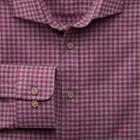 Charles Tyrwhitt Classic Fit Dogtooth Heather Berry And Grey Cotton Casual Shirt Single Cuff Size Small By Charles Tyrwhitt