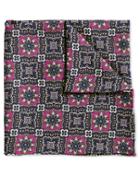  Pink And Navy Floral Luxury English Silk Pocket Square By Charles Tyrwhitt