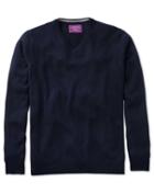  Navy Cashmere V-neck Sweater Size Medium By Charles Tyrwhitt