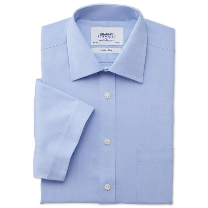 Charles Tyrwhitt Charles Tyrwhitt Sky Pinpoint Non-iron Short Sleeve Classic Fit Shirt (15)