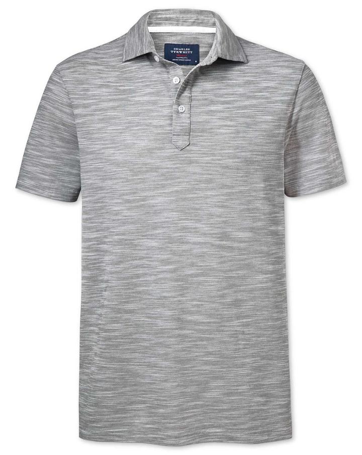 Charles Tyrwhitt Charles Tyrwhitt Grey Cotton Polo Size Large