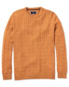  Orange Pima Cotton Cable Crew Neck Sweater Size Large By Charles Tyrwhitt