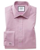 Slim Fit Magenta Cube Weave Egyptian Cotton Dress Shirt Single Cuff Size 14.5/32 By Charles Tyrwhitt