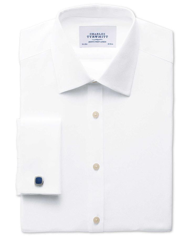 Charles Tyrwhitt Charles Tyrwhitt Extra Slim Fit Egyptian Cotton Cavalry Twill White Dress Shirt Size 14.5/32