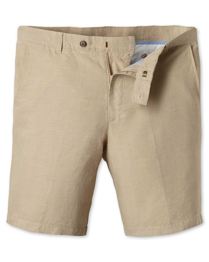  Stone Cotton Linen Shorts Size 32 By Charles Tyrwhitt