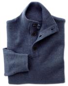 Charles Tyrwhitt Charles Tyrwhitt Indigo Blue Heather Button Neck Jumper