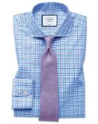  Slim Fit Non-iron Tyrwhitt Cool Poplin Purple Check Cotton Dress Shirt Single Cuff Size 14.5/33 By Charles Tyrwhitt