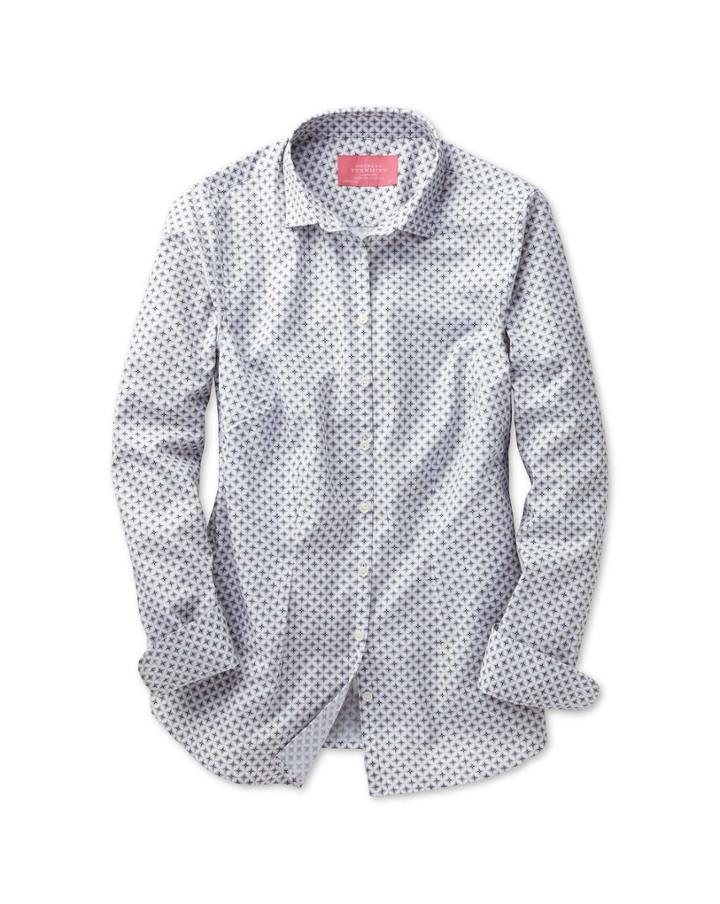 Charles Tyrwhitt Charles Tyrwhitt Women's Semi-fitted Geometric Floral Print Grey Shirt