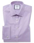  Super Slim Fit Non-iron Lilac Triangle Weave Cotton Dress Shirt Single Cuff Size 14/33 By Charles Tyrwhitt
