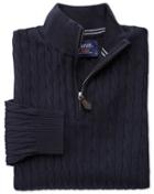 Charles Tyrwhitt Navy Cotton Cashmere Cable Zip Neck Cotton/cashmere Sweater Size Xxl By Charles Tyrwhitt