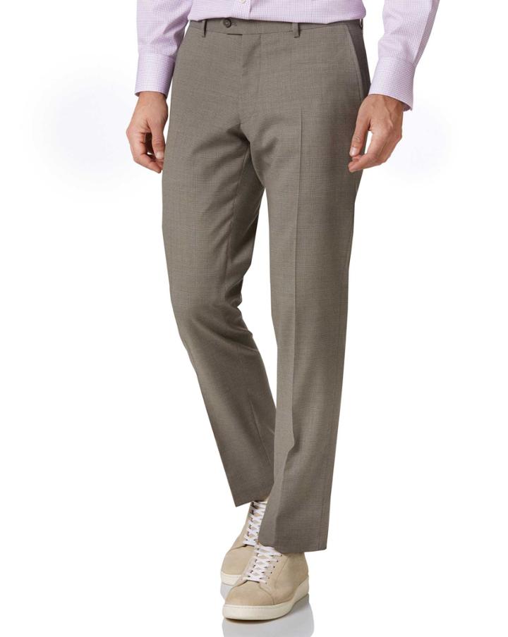  Natural Puppytooth Slim Fit Panama Business Suit Trousers Size W30 L32 By Charles Tyrwhitt