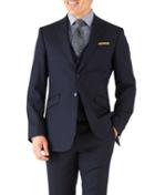  Navy Slim Fit Herringbone Italian Suit Wool Jacket Size 36 By Charles Tyrwhitt