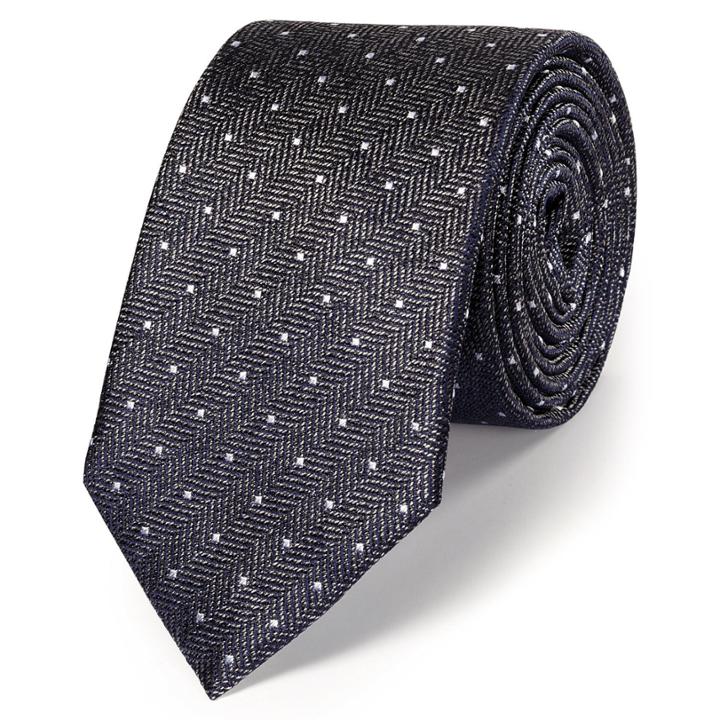 Charles Tyrwhitt Charles Tyrwhitt Classic Slim Grey And White Spot Melange Tie