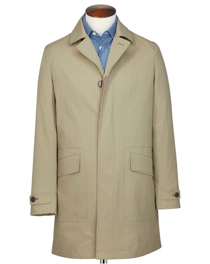 Charles Tyrwhitt Stone Italian Cotton Raincotton Coat Size 36 By Charles Tyrwhitt